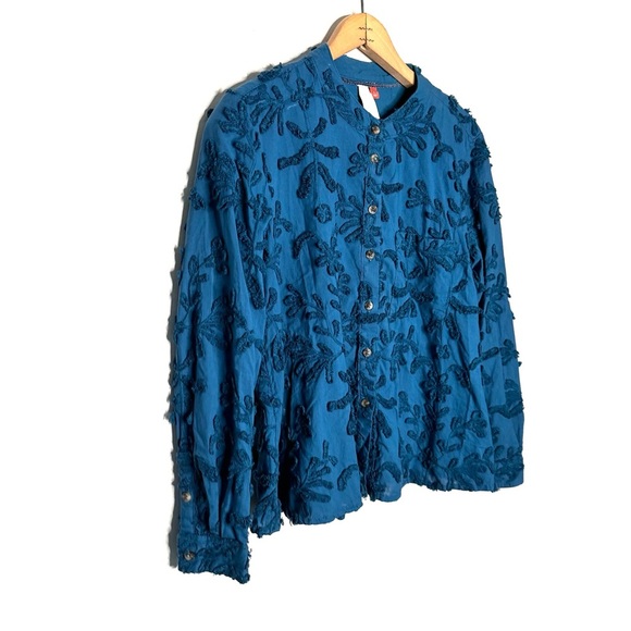 Anthropologie | Pilcro The Whitney Textured Trapeze Blouse Teal Blue Size Small - Picture 4 of 9